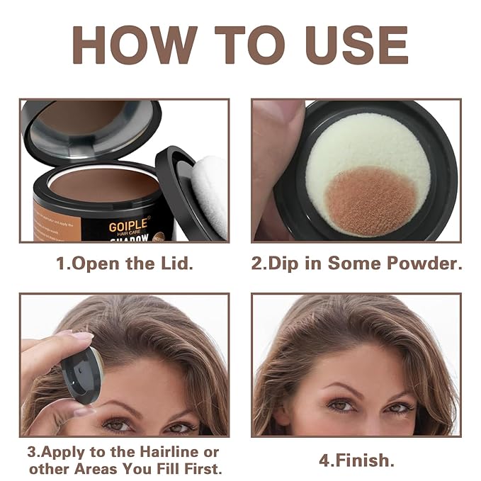 Root Cover Up Powder for Women - Medium Brown Hairline Powder for Bald Spots, Eyebrows, Beard Line, Light-Blonde Hair Fibers for Thinning Hair Shadow Powder 2 Pack