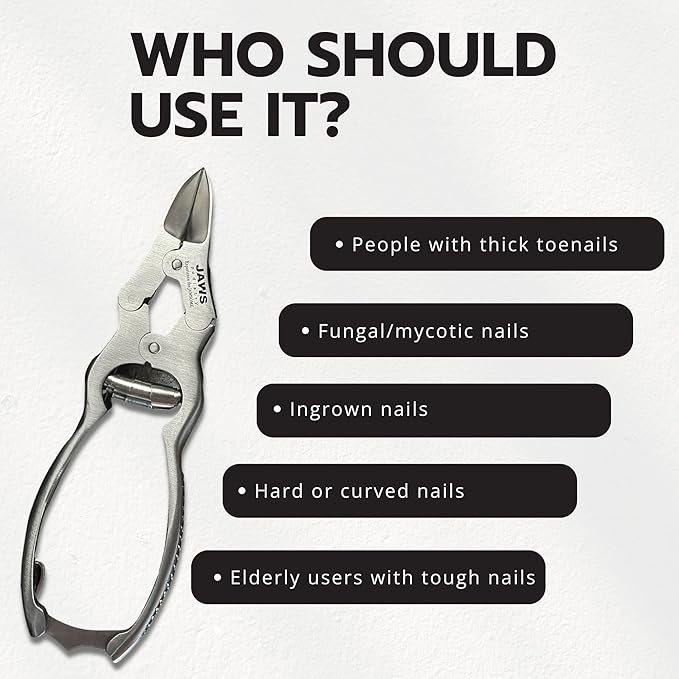 Large Surgical-Grade Toe Nail Clippers - Heavy Duty Double Action Mycotic - Jaws Podiatry Stainless Steel Toenail Clippers for Thick Toenails - Ingrown Cuticle Nippers - Manicure Pedicure Tools