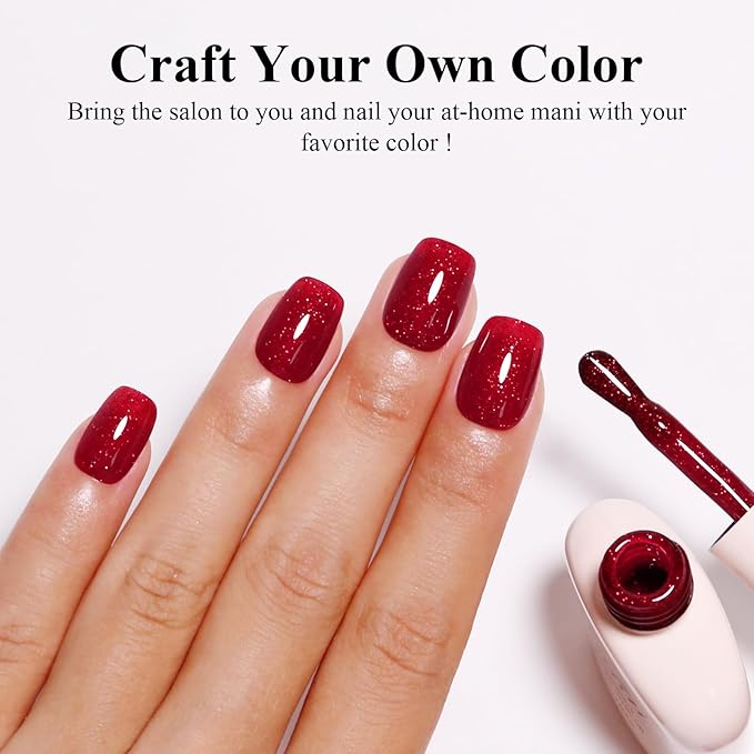 Imtiti Christmas Red Glitter Gel Nail Polish, Hema Free 1Pcs Sparkly Red Soak Off UV/LED Gel Polish for Holiday Nails Art 0.34 Fl Oz