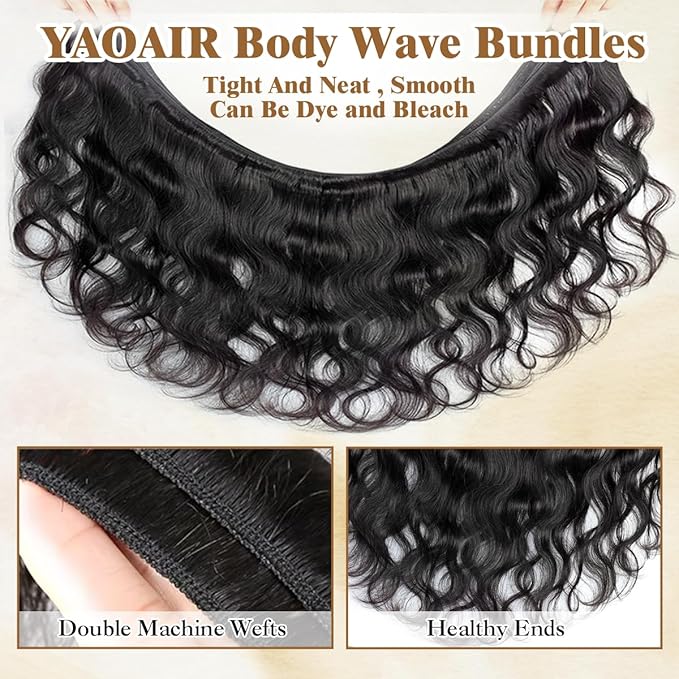 16A Raw Human Hair Bundles,16 Inch 1 Bundles Body Wave Bundles Human Hair,100% Unprocessed Brazilian Virgin Hair,Quick Weave,Hair Extensions Natural Black For Women,3X Longer Lifespan