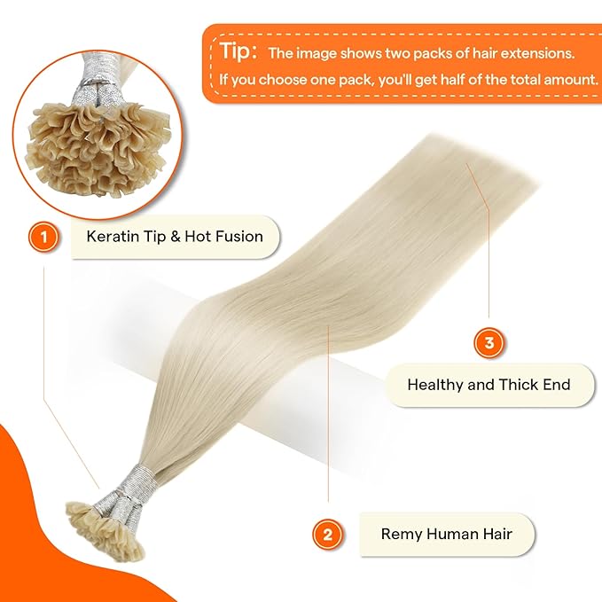 Full Shine U Tip Hair Extensions 22 Inch Color 60 Platinum Blonde Utip Human Hair Extensions Keratin Tip Extensions Real Human Hair 50 Grams Fusion Extensions Remy Hair