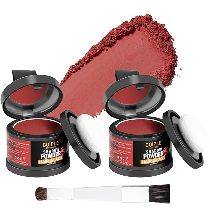 Root Cover Up Powder for Women - Hairline, Bald Spots, Eyebrows, Beard Line Touch Up - Light Blonde Hair Fibers for Thinning Hair Shadow, 2 Pack (Red Brown)