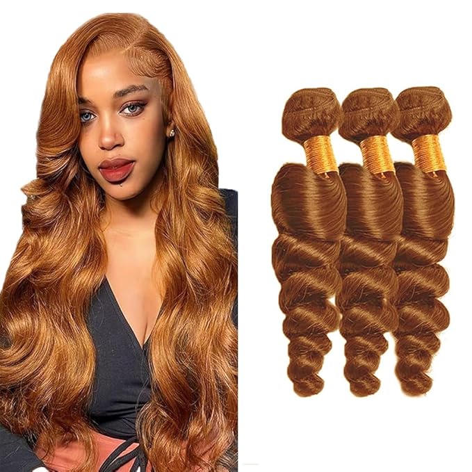 Light Brown Bundles Color #30 Loose Wave Bundles 28 30 32 Inch Brazilian Virgin Human Hair 3 Bundles Remy Hair Extensions 150g