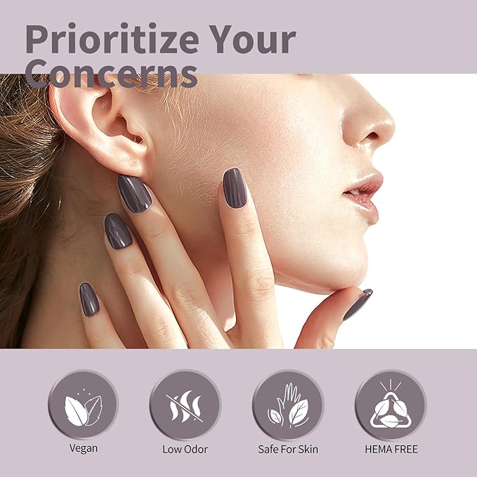 CANNI Grey Gel Nail Polish, 1Pcs Dark Grey Gel Polish Brown Color High Gloss Soak Off U V Nail Manicure Salon DIY