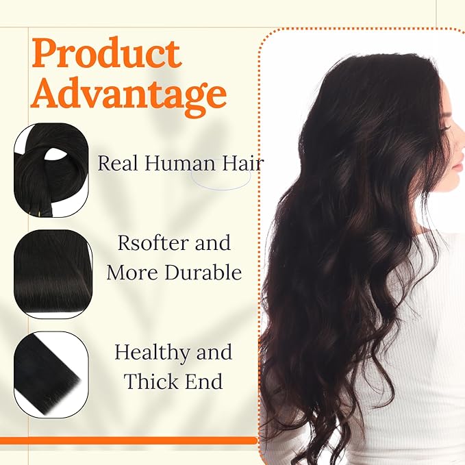 Full Shine 28 Inch Weft Hair Extensions Color Off Black Human Hair Extensions Sew In 180G Sew In Hair Extensions Remy Silky Hair For Women Invisible Weft Extensions