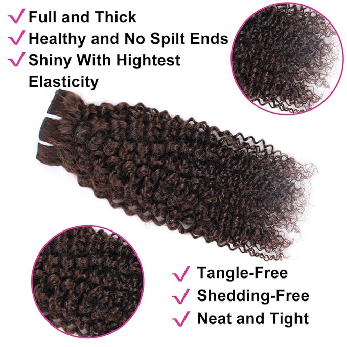 Brown Curly Clip In Extension Human Hair 14 Inch Brown Kinky Curly Clip in Hair Extensions Real Human Hair Brazilian Remy Human Hair Extensions for Women Per Set with 20 Clips Double Weft 8Pcs 110g
