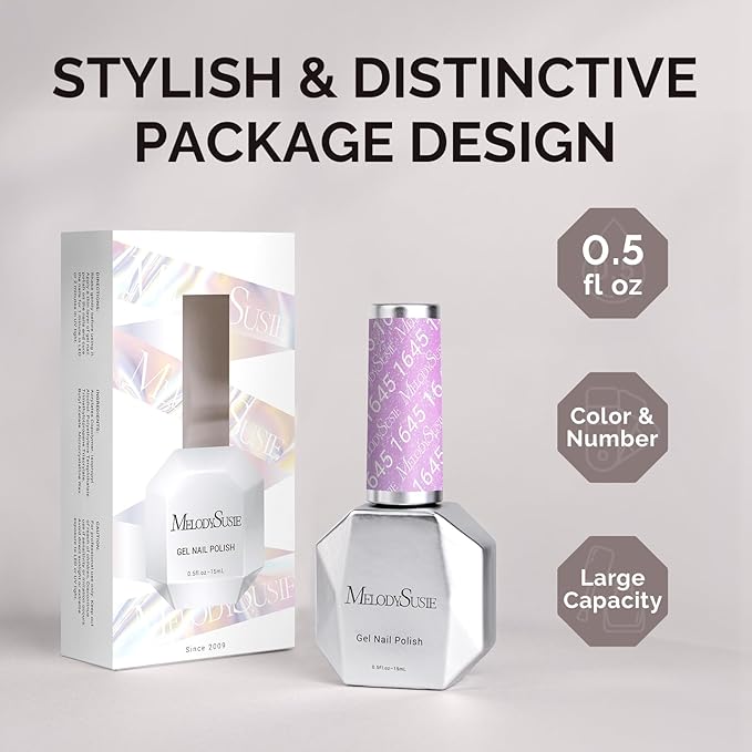 MelodySusie Pastel Purple Shimmer Gel Nail Polish,0.5fl oz Nails Soak Off UV LED Light Purple Glitter Gel Polish Gift for Women Nail Art Manicure Salon DIY Nail Design Decoration at Home-1645