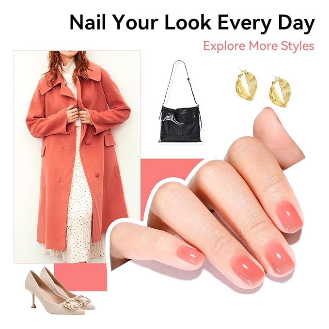Jelly Nail Polish Set, 6 Colors Sheer Nude Nail Polish Set Pink Jelly Nude Rose Pink Brown Quick Dry Fall Winter Nail Art DIY at Home Manicure Gift for Women Girls