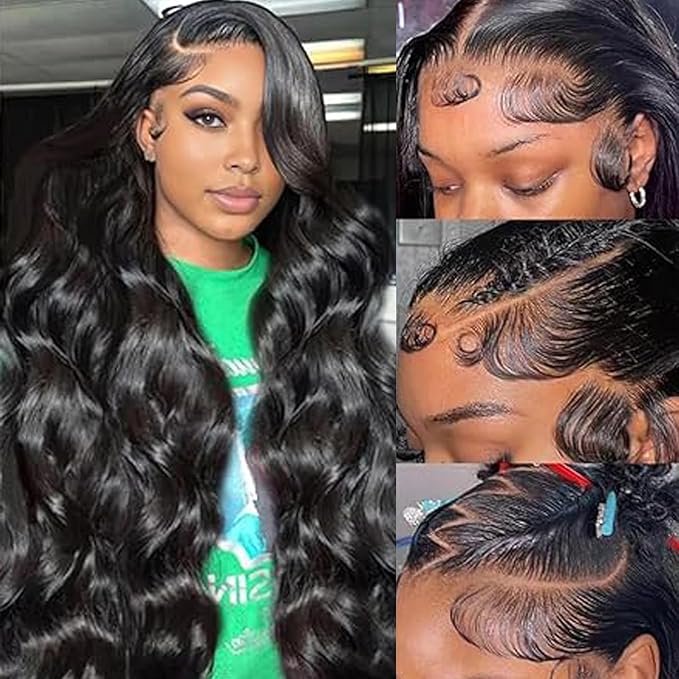 13x6 Lace Front Wigs Human Hair Pre Plucked 210 Density Body Wave HD Lace Front Wigs for Women Human Hair Glueless (Natural Color Body Wave Wig, 32 Inch)