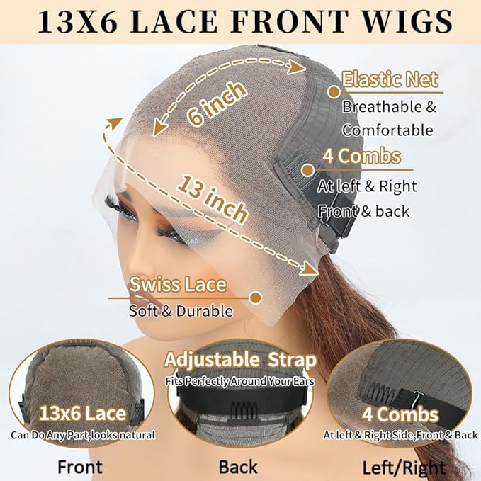 Chocolate Brown Lace Front Wig Human Hair 200 Density 28 Inch Body Wave Glueless 13x6 HD Colored Frontal Wigs Pre Plucked Brown Wig Human Hair
