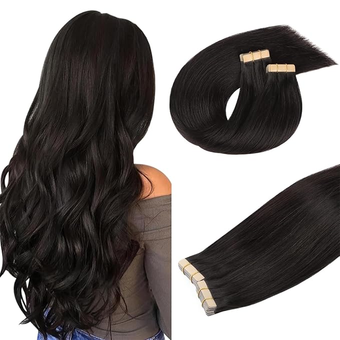 DOORES Hair Extensions Tape in, 16 Inch 100g 40pcs Dark Brown, Tape in Human Hair Extensions Straight Hair Double Side Tape Skin Weft Natural Hair