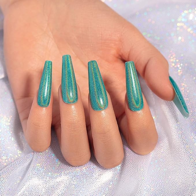 RARJSM Holographic Nail Polish Turquoise Glitter Gel Polish Olive Green Nailpolish U V Required Rainbow Effect RAR77 for Nail Art Design