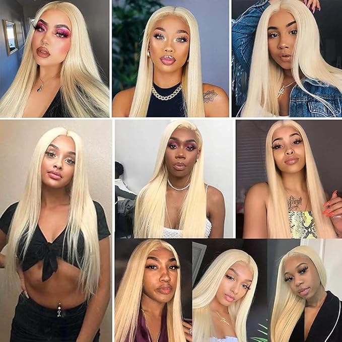 613 Bundle Blonde Straight Human Hair Bundles Brazilian Unprocessed Virgin Hair 3 Bundles 24 26 28 Inch 613 Straight Bundle