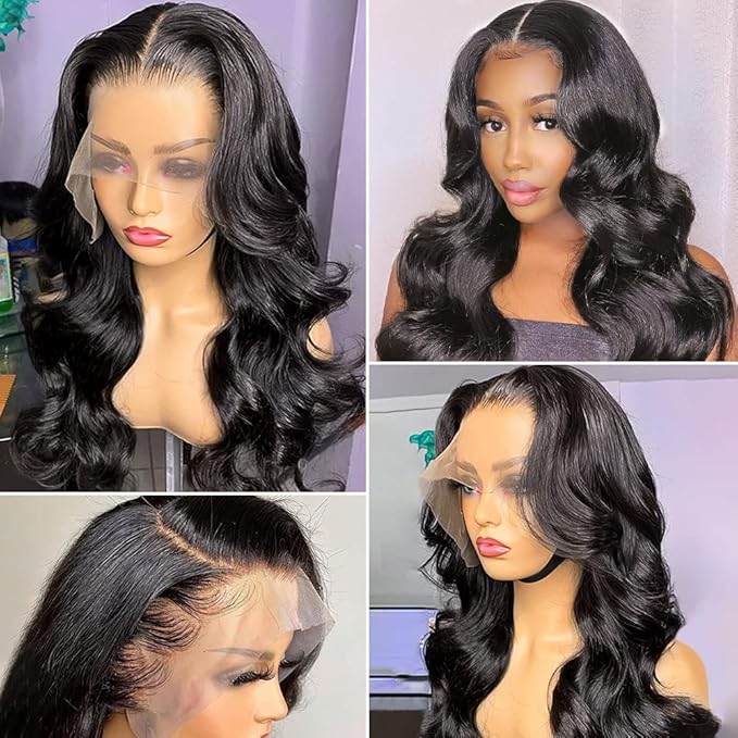 Pizazz Body Wave Lace Front Wigs Human Hair Pre Plucked Pre Bleached 180 Density Glueless Human Hair Wigs for Women 13x4 HD Transparent Lace Front Wigs with Natural Hairline(26 Inch)