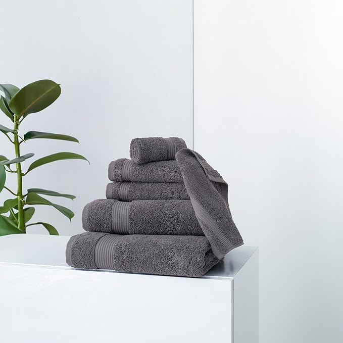 Classic Turkish Towels CTT - Premium 6 Piece Hand Towels Set, 100% Turkish Cotton, Quick Dry & Comfy Towels for Hotel & Spa, Highly Absorbent | 16"x27" (Grey)