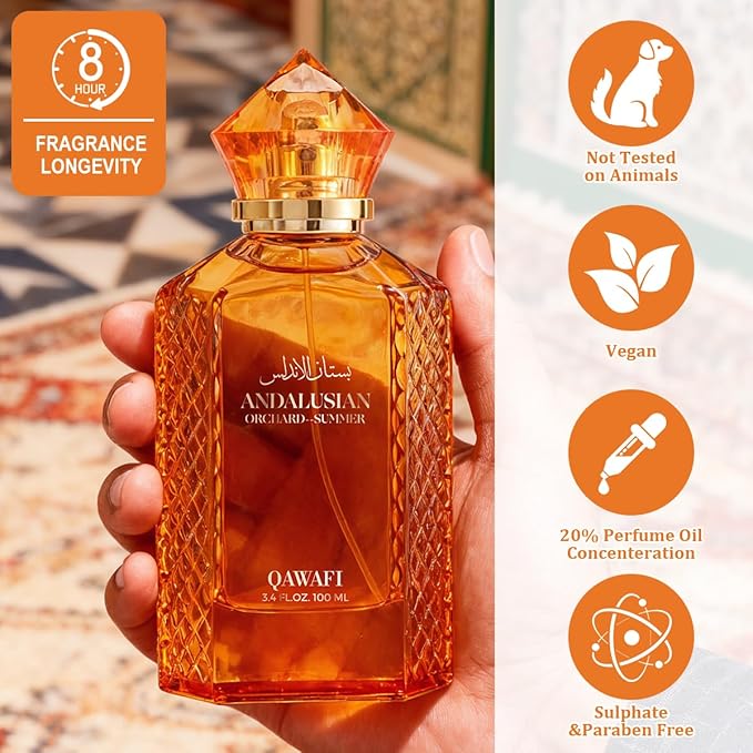Andalusian Orchard - Summer Eau De Parfum, Long-Lasting Woody Citrus Spicy Perfumes for Men - 100ml | 3.4 fl. oz + 2ml Samples