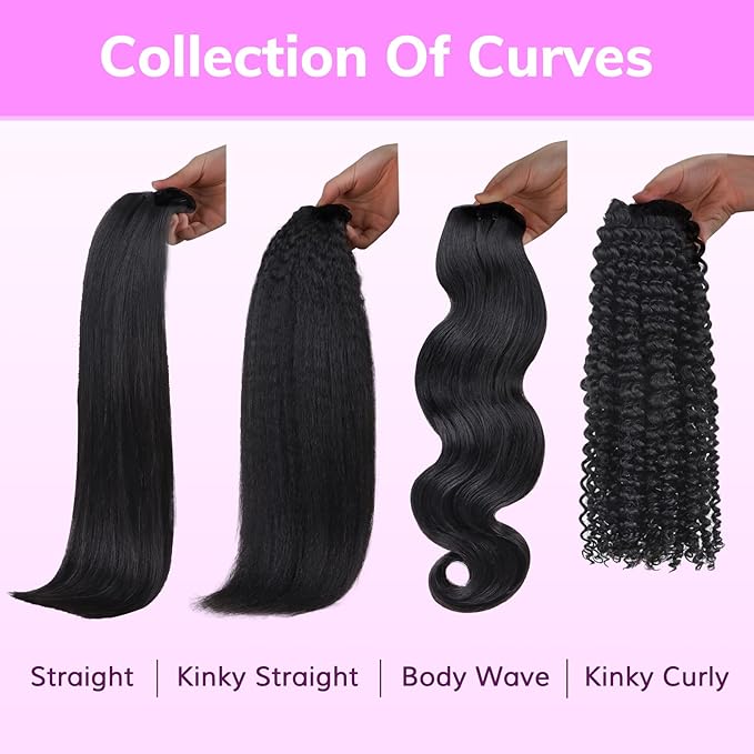 IDN BEAUTY Seamless Clip In Hair Extensions Human Hair, Kinky Straight 14 Inch 110g 7pcs Natural Black Remy Virgin Human Hair Seamless Clip Ins For Black Women PU Weft Invisible Edge