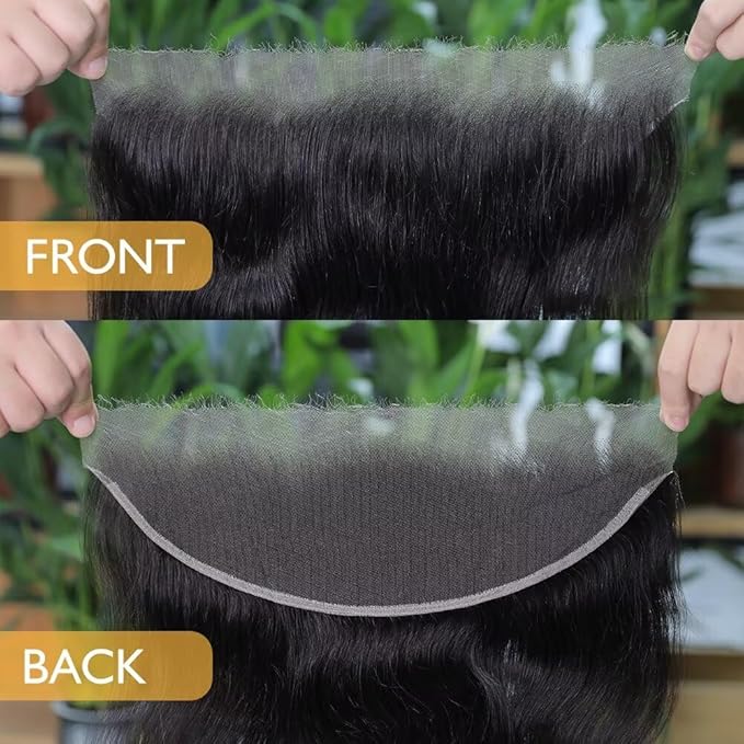 13x4 HD Lace Front Closure Ultra-Thin Invisible Frontal HD Lace Pre Plucked With Baby Hair 12A Silk Straight Brazilian Human Hair Extensions Single Knots 18 Inches