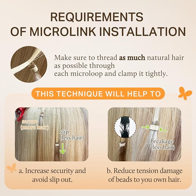 DOORES Micro Link Hair Extensions Real Human Hair, Ash Brown to Platinum Blonde 16 Inch 50g/50s, Micro Link Hair Extensions Human Hair