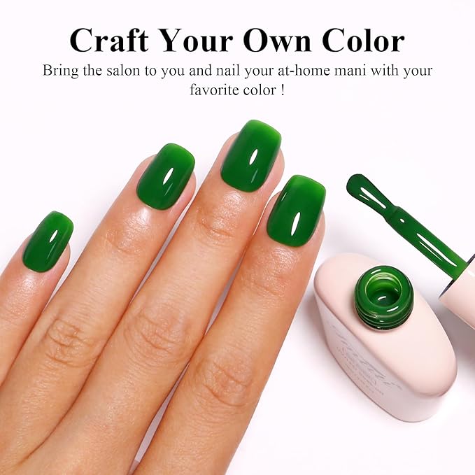 Imtiti Green Gel Nail Polish - 1Pc UV LED Soak Off Gel, Long Lasting Dark Emerald Green Nail Polish, DIY Nail Art at Home (10ml / 0.34 fl oz-1908)
