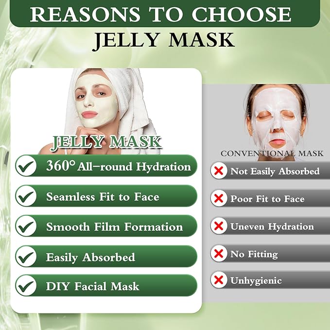Powder Jelly Mask for Facials Professional, Peel Off Facial Mask for Hydrating & Moisturizing, Christmas Hydrojelly Mask Gifts for Women Men, Home DIY Spa Use for All Skin with Tea Tree