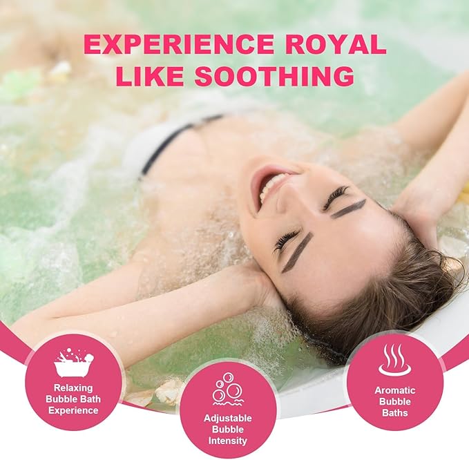 Portable Spa Bubble Bath Massager,Full Body Waterproof Spa Mat for Bathtub, 6-Speed Bubbles, Remote Control & Non-Slip Suction Cups for Home Relaxation Pink
