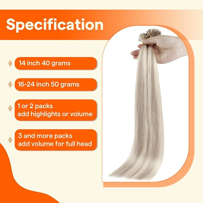 Full Shine Keratin Tip Hair Extensions Human Hair 16 Inch Color 18 Ash Blonde Highlighted 613 Light Blonde 50 Grams U Tip Hair Extensions Human Hair Natural Soft Remy Hair