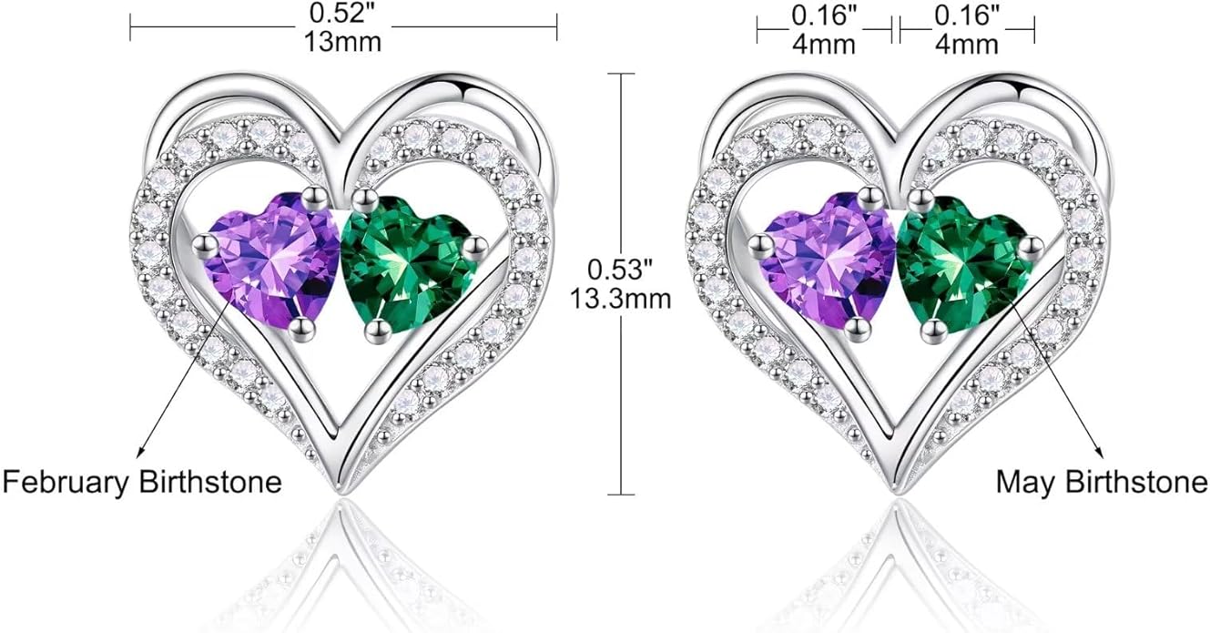 Iefil Christmas Gifts for Women Wife - 925 Sterling Silver Birthstone Earrings, Anniversary Birthday Gifts for Women Wife Girlfriend Mom