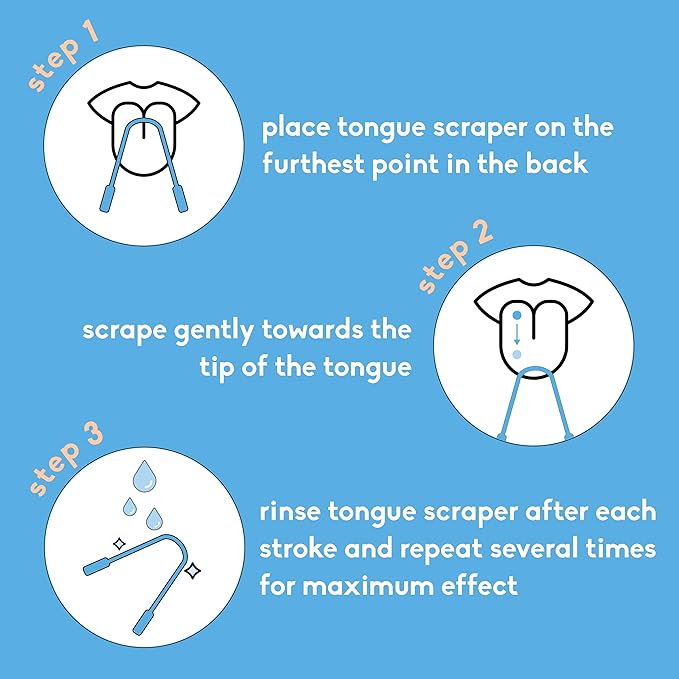 The Humble Co Tongue Scraper for Adults & Kids, 2 Pack - 100% Stainless Steel Tongue Cleaner Helps Eliminate Bad Breath & Bacteria - Dental Oral Care Products & Personal Hygiene Essentials