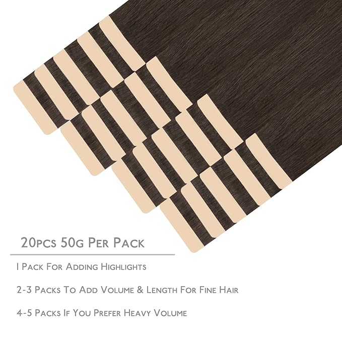 WENNALIFE Tape in Hair Extensions Human Hair, 20pcs 30g 10 inch Light Dark Brown Remy Hair Extensions Straight Human Hair Tape in Extensions Skin Weft Tape Extensions Human Hair