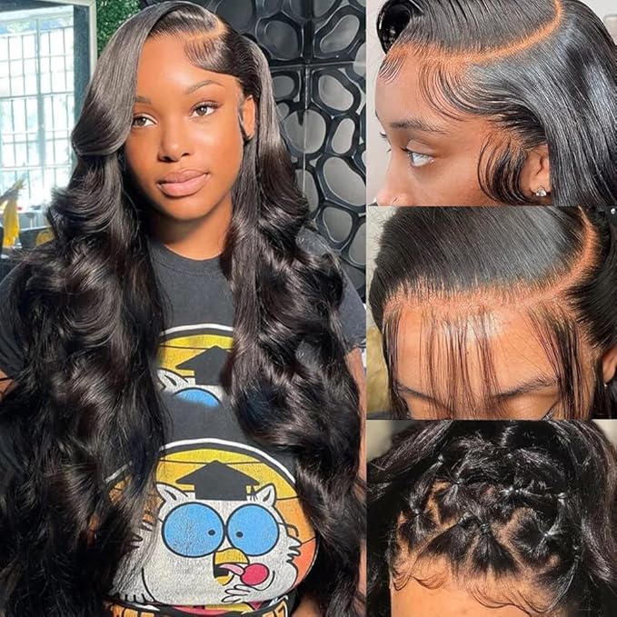 250% Density Glueless Wigs Human Hair Pre Plucked Pre Cut 7x6 Max Parting Hd Lace Closure Wigs With Drawstring Body Wave Human hair Wigs for Beginners 18 Inch