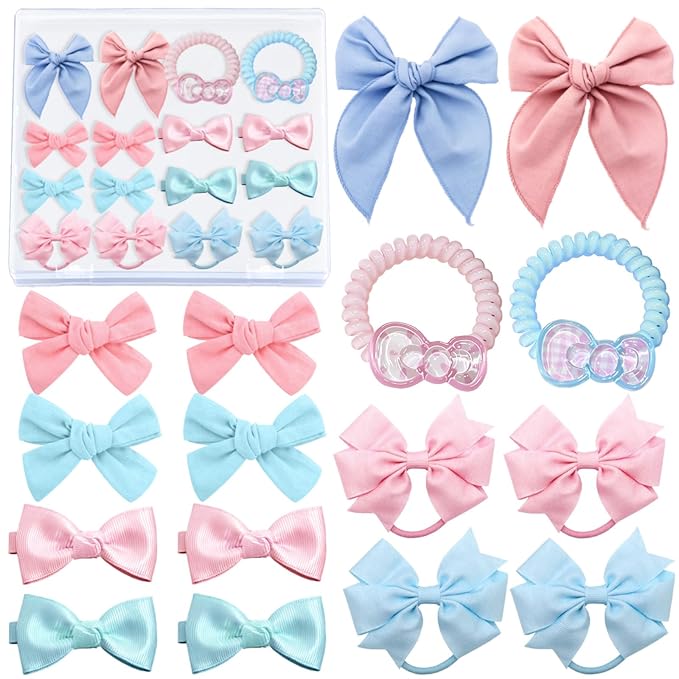 Pink Coquette Bow Hair Accessories Gift Set Includes Hair Clips,Hair Bow,Hair Ties,perfect for Christmas,Birthdays,Parties,Sleepovers & Makeovers