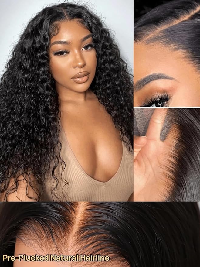 Julia Hair 12A Bye Bye Knots Glueless Wig Water Wave 7x5 Pre Cut HD Lace Closure Wigs Human Hair Wear and Go Pre Plucked for Beginners Wet Wavy Lace Front Wigs Brazilian Hair Natural 26 Inch