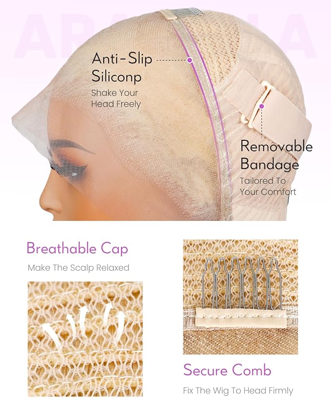 Arabella 613 Lace Front Wig Human Hair 13x4 Blonde Wig Human Hair 230% Density Straight 613 Frontal Wig Pre Plucked With Baby Hair (16inch, 613 blonde straight wig)