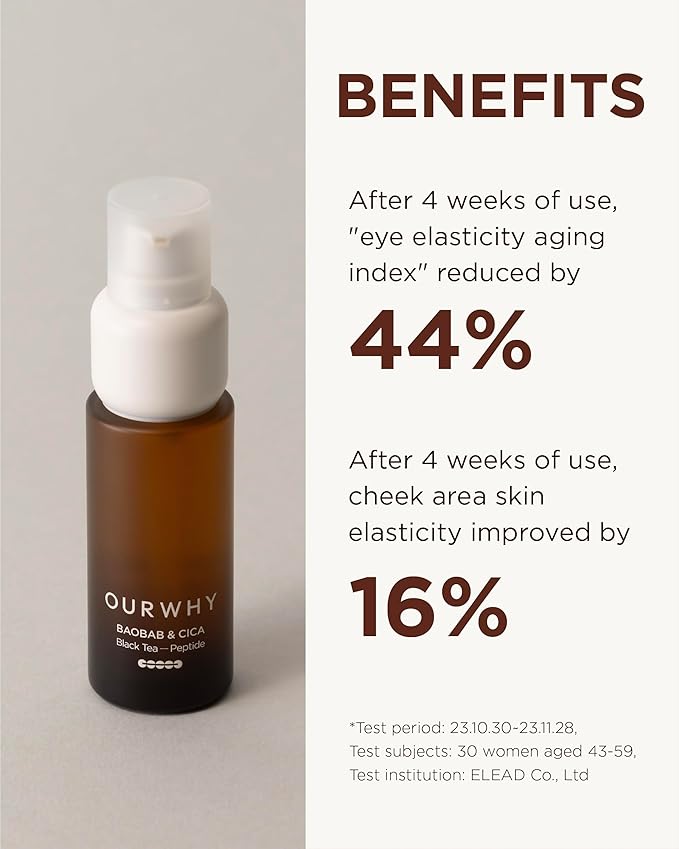 OURWHY Black Tea Regenerating Ampoule Serum (1.35fl oz) - Anti-Aging Serum for Firmness & Elasticity. With Black Tea, Peptides & CalmingReliefsome™ for Wrinkles & Hydration.