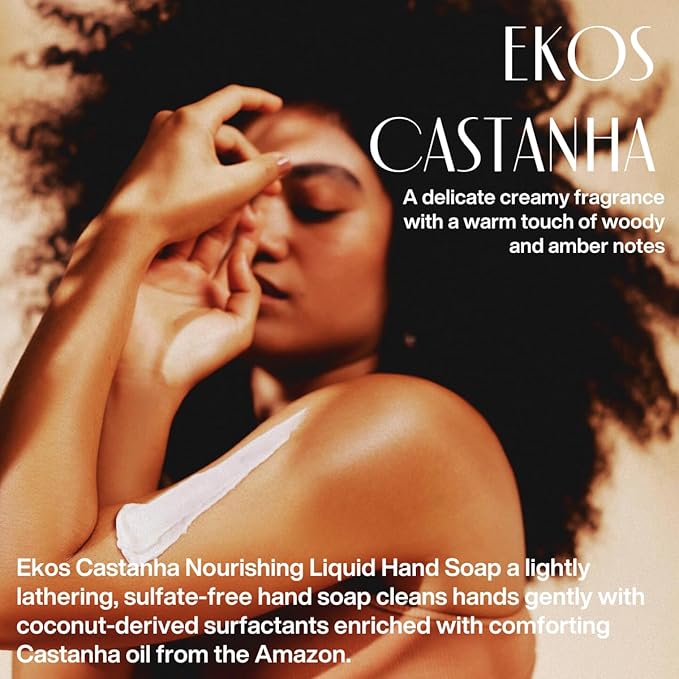 Natura -Brazil Nut (Castanha) Renourishing Liquid Hand Soap - Anti-Dryness - Coconut Derived Cleanser - Vegan Skin Care - Brazilian Beauty Secrets - Self Care & Body Care - 8.4 fl oz (250ml)