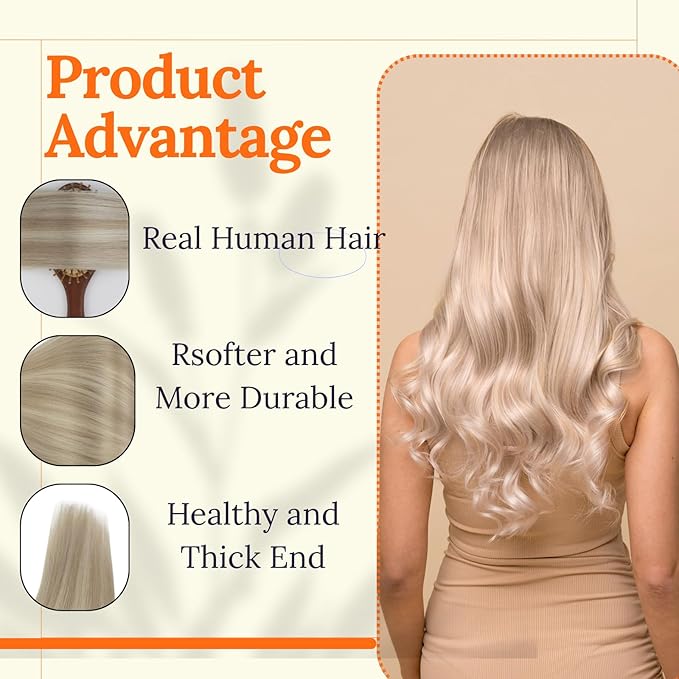 Full Shine Weft Hair Extensions Human Hair Sew In Extensions Remy Hair Color Platinum Blonde Human Hair Bundles 120G 20 Inch Thick Weft Extensions For Women Remy Straight Hair Weft