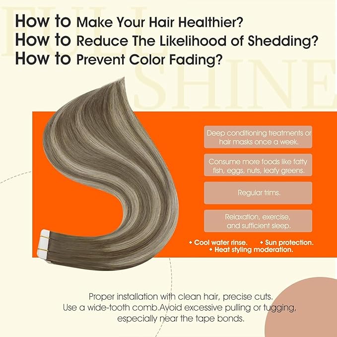 Full Shine Tape ins Human Hair Extensions Color 7 Brown Fading to 1000 Blonde And 7 Tape in Hair Extensions Human Hair 12Inch Short Tape Hair Extension Real Human Hair 30G Seamless Extensions 20Pcs