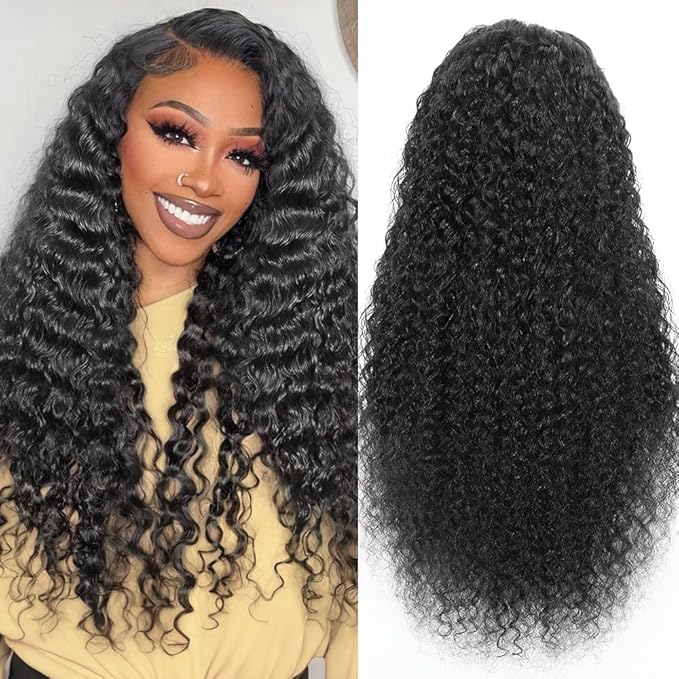 24 Inch Deep Wave Lace Front Wigs Human Hair Pre Plucked 13x6 Lace Front Wigs Human Hair Deep Curly Wig 200 Density Glueless Lace Frontal Wigs for Black Women