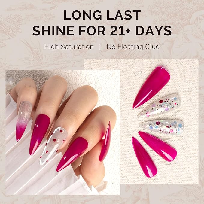 MelodySusie Jelly Purple Gel Nail Polish,0.5fl oz Soak Off UV LED Transparent Purple Red Gel Polish Nail Art Manicure Salon DIY Nail Design Decoration at Home Christmas Gift for Women-1652