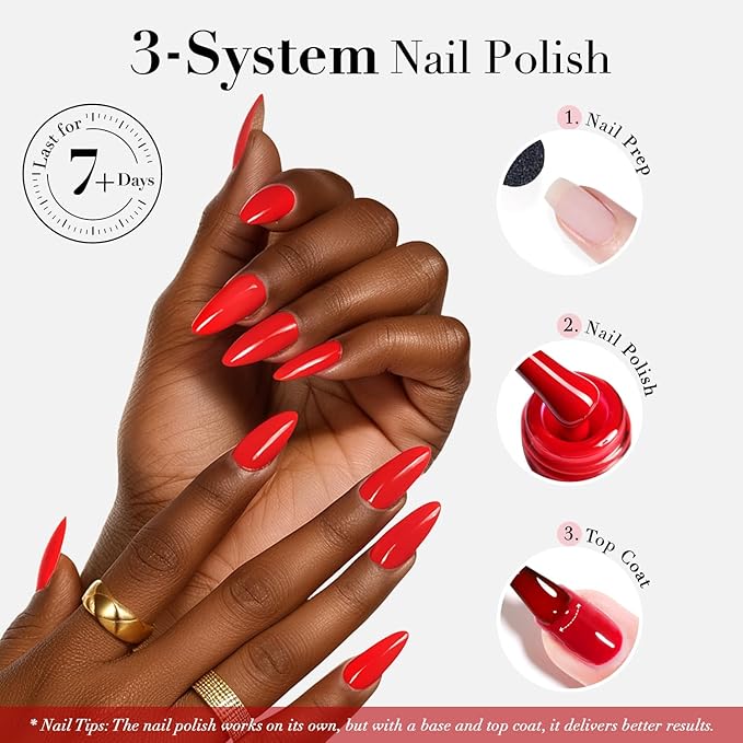 AZUREBEAUTY Red Nail Polish Burgundy Christmas Quick Dry Natural Infinite Shine Nail Lacquer Fingernail Polish Strengthening Treatment Kit Salon-Quality for Women 10ml