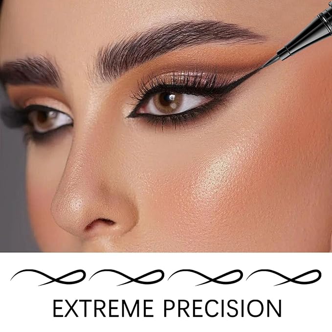 Waterproof Liquid Eye Liner, Stay One Day Makeup with Fine Brush Tip Lasting Satin Finish, Smudge-Proof & Transfer-Resistant (02# Dark Brown)