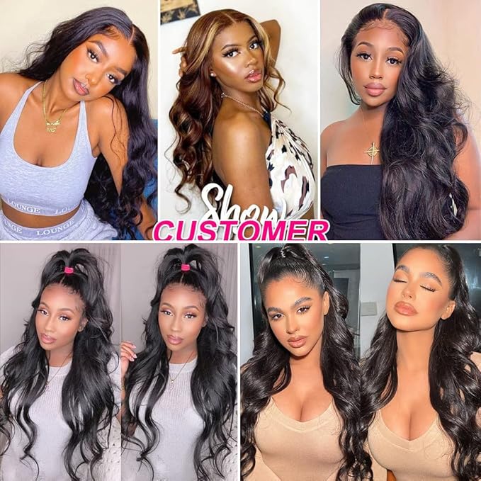 Pizazz Body Wave Lace Front Wigs Human Hair Pre Plucked Pre Bleached 180 Density Glueless Human Hair Wigs for Women 13x4 HD Transparent Lace Front Wigs with Natural Hairline(26 Inch)