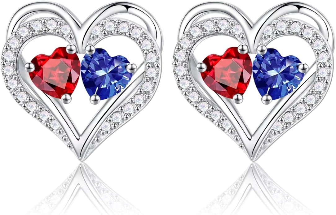 Iefil Christmas Gifts for Women Wife - 925 Sterling Silver Birthstone Earrings, Anniversary Birthday Gifts for Women Wife Girlfriend Mom