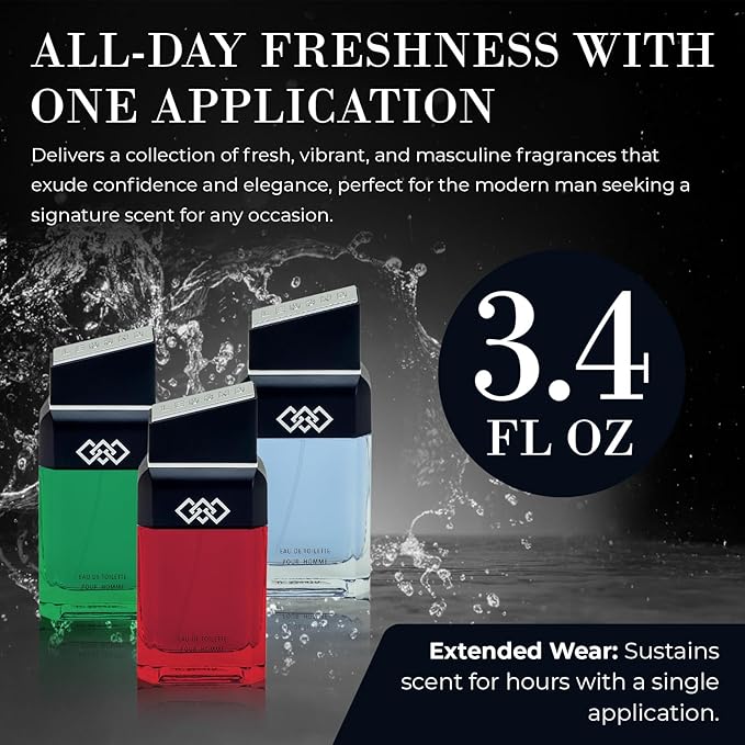 LEG3ND Pour Homme Set of 3 Cologne Spray - 0.5/15ml Eau de Parfum Spray Long-Lasting Scent with Elegant & Sleek Glass Bottle - Fragrances for Men Gift Set with Luxurious Fresh & Musculine Notes