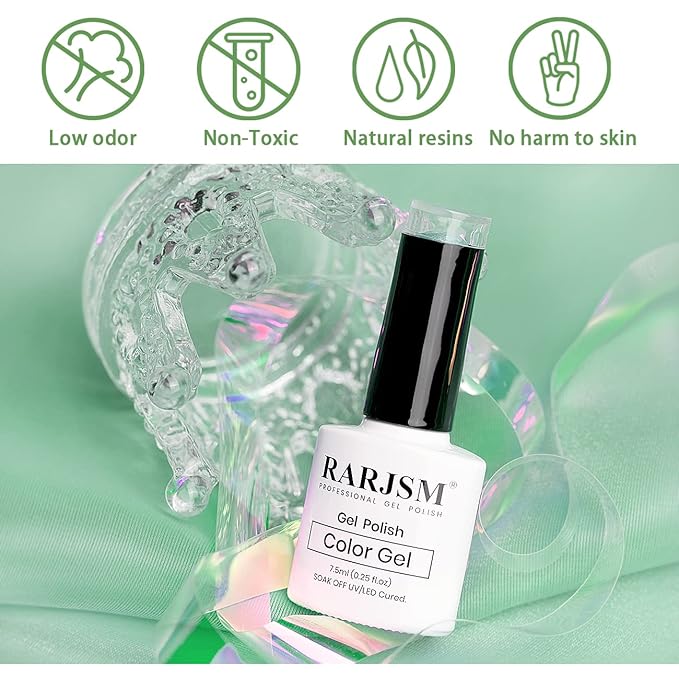 RARJSM Cat Eye Gel Nail Polish, Galaxy Chameleon Magnetic Gelpolish Green Holographic Glitter Gel Soak Off UV LED DIY Manicure Art for Salon Designs and Home DIY 7.5ML/0.26fl oz