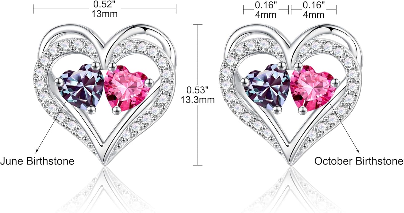 Iefil Christmas Gifts for Women Wife - 925 Sterling Silver Birthstone Earrings, Anniversary Birthday Gifts for Women Wife Girlfriend Mom