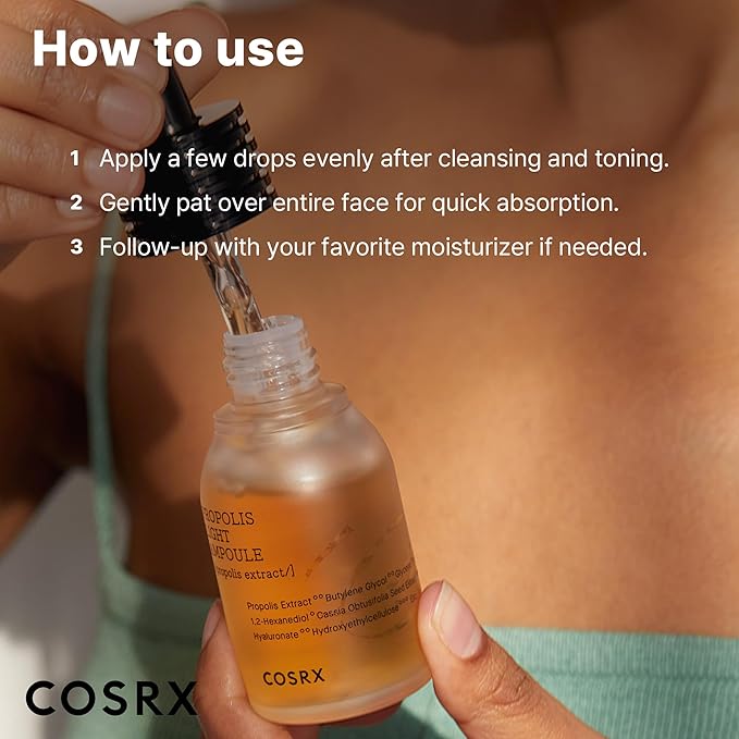 COSRX Propolis Ampoule, Glow Boosting Serum for Face with 73.5% Propolis Extract, 1.01fl.oz/30ml, Hydrating Essence for Sensitive Skin, Fine Lines, Uneven Skintone, Korean Skincare, Stocking Stuffers