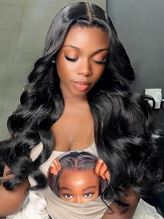 Glueless Wigs Human Hair Pre Plucked Pre Cut 5x5 HD Lace Closure Wigs Human Hair 180% Density Wear and Go Body Wave Lace Front Wigs Human Hair for Women 14 Inch