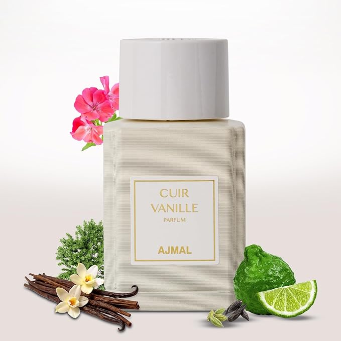 Ajmal Cuir Vanille Eau de Parfum for Men – 3.4 fl oz / 100 ml | Luxuary Vanilla Perfume | Long Lasting French Blend with Leather, Amber & Musk | | Made in France | Crafted in Dubai | Exclusive for USA